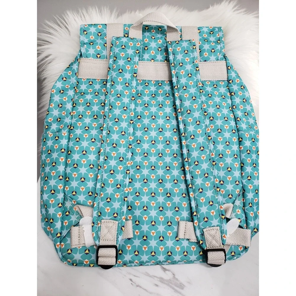 NEW Kipling Odell Backpack Nylon Laptop Bag BP4045 CLOVER TEAL GEOMETRIC BLUE